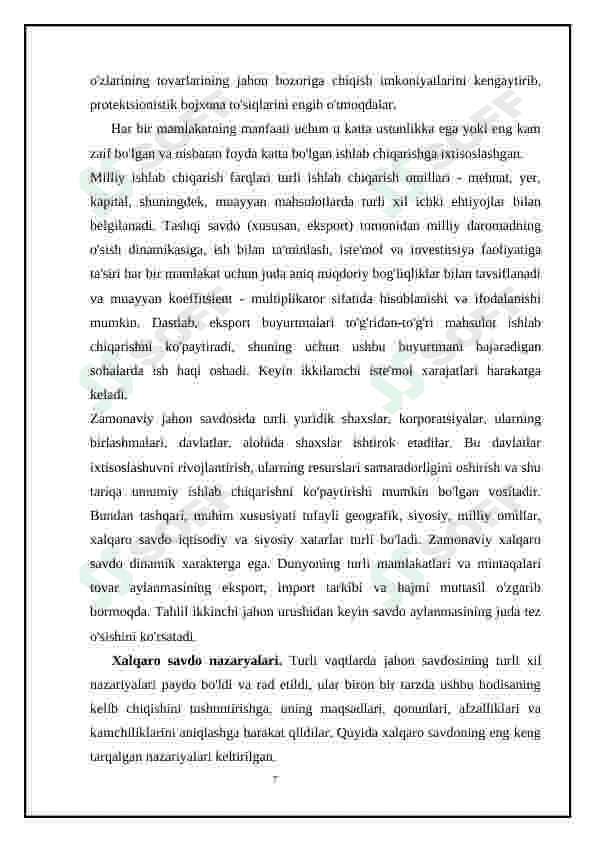 Xalqaro savdo, uning turlari va tartibga solish mexanizmi. 8