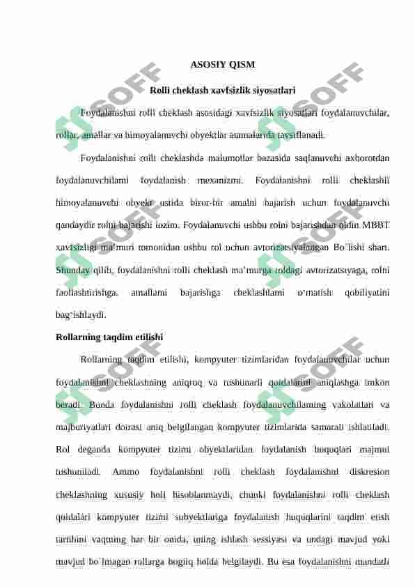 Xavfsizlikning Rolli modeli 4
