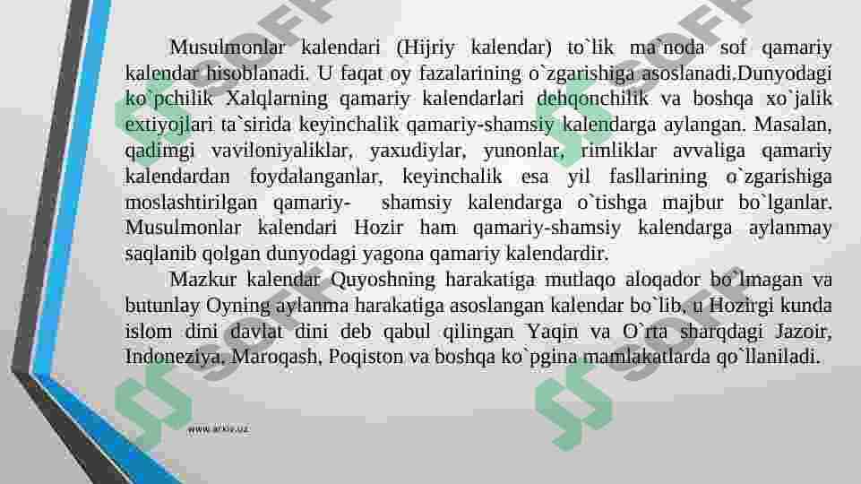 Musulmonlar kalendari. Hijriy yil hisobi 3