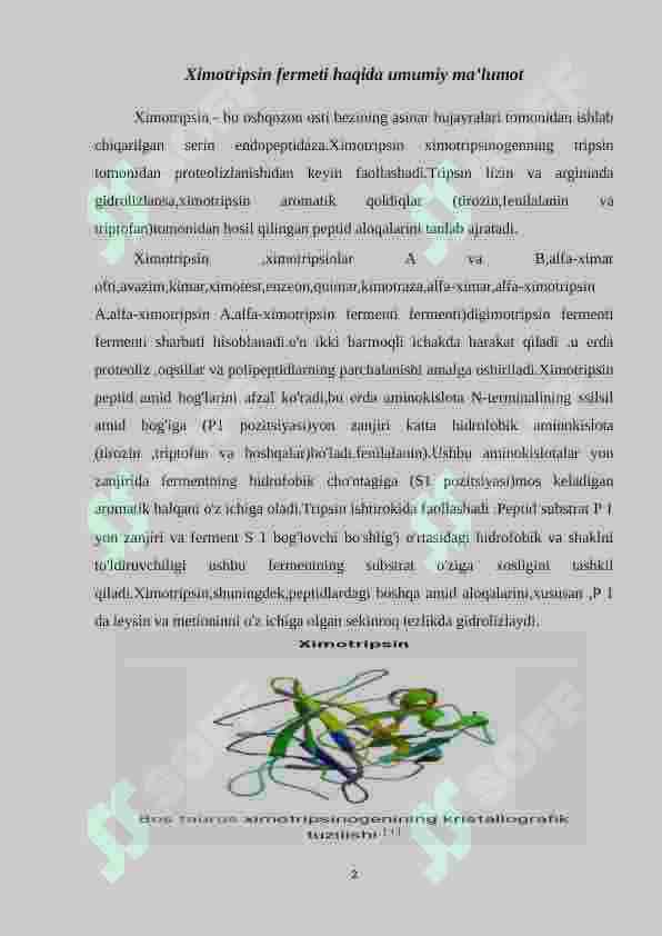 Ximotripsin fermentining tibbiyotda ahamiyati 2