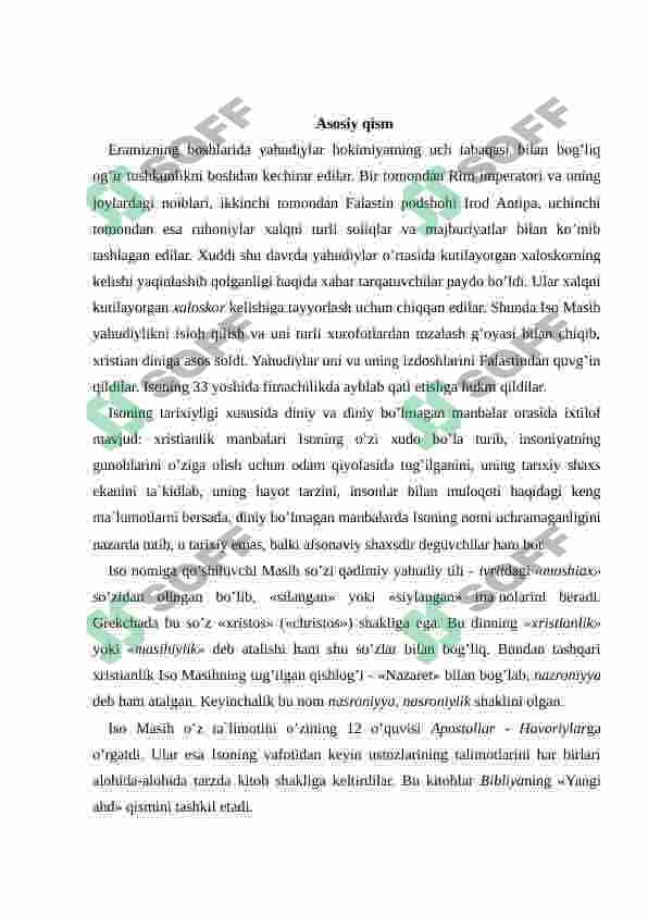 Xiristianlik dini Mustaqil ishi 3
