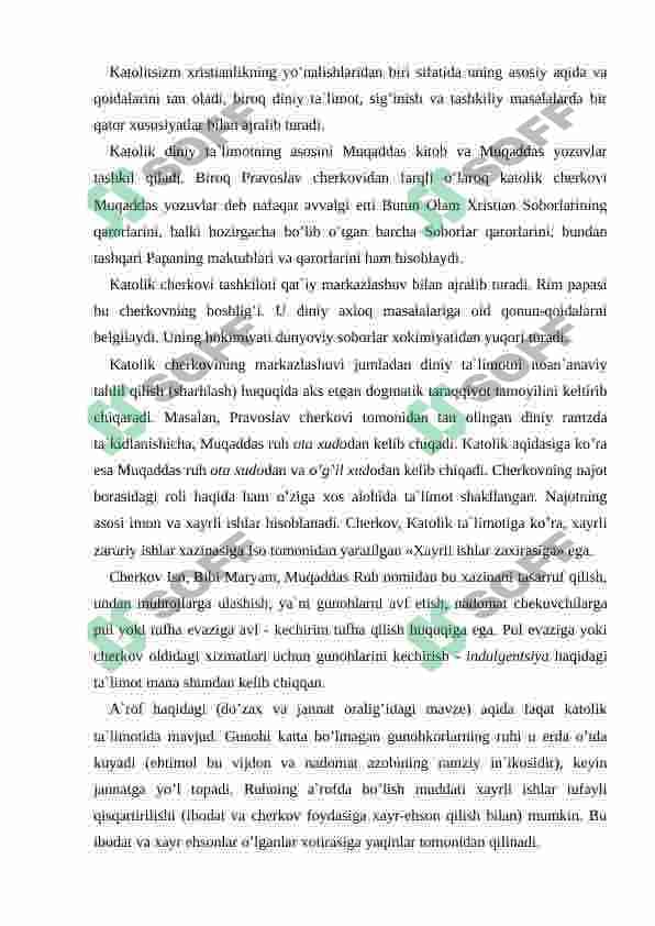 Xiristianlik dini Mustaqil ishi 8