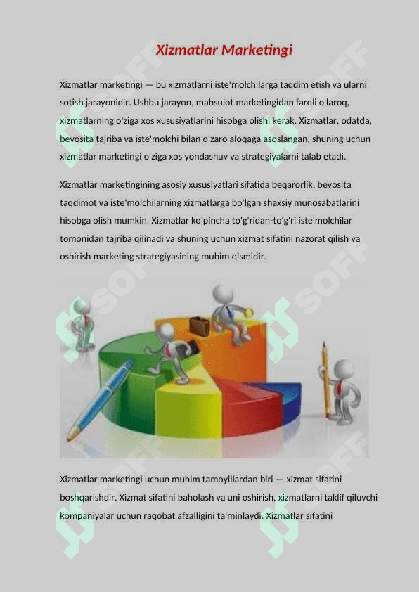 Xizmatlar Marketingi haqida referat 2