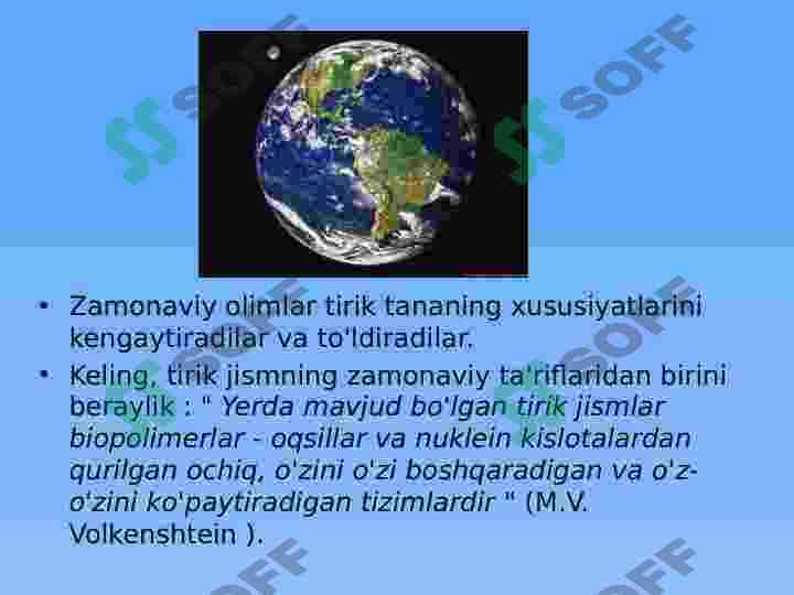 YERDA​ HAYOTNING RIVOJLANISHI 8