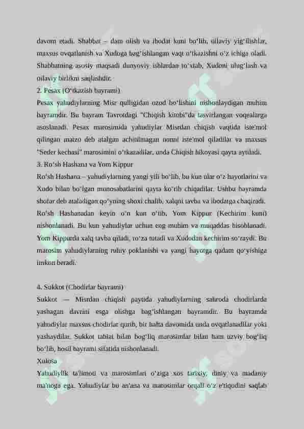 Yahudiylik taʼlimoti anʼana va marosimlari 2