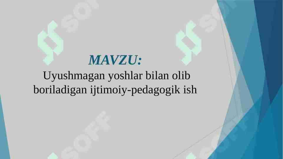 Uyushmagan yoshlar bilan olib boriladigan ijtimoiy-pedagogik ish (YUNOGOGIKA)