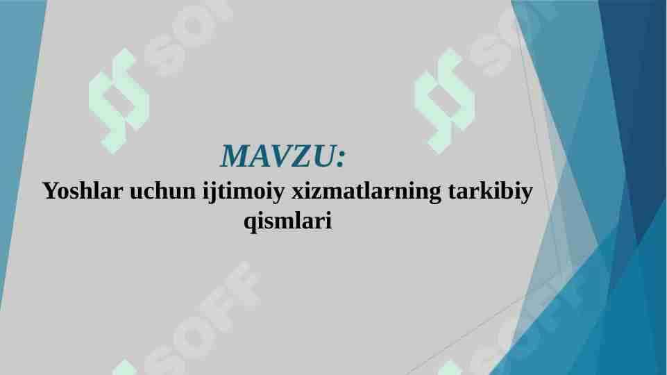 Yoshlar uchun ijtimoiy xizmatlarning tarkibiy qismlari