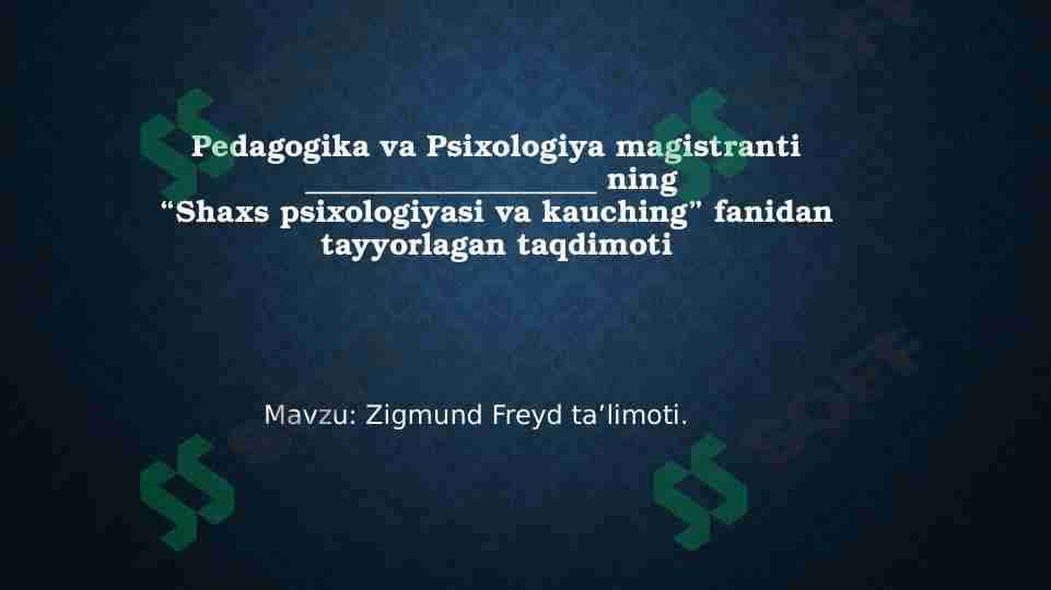 Zigmund Freyd ta’limoti
