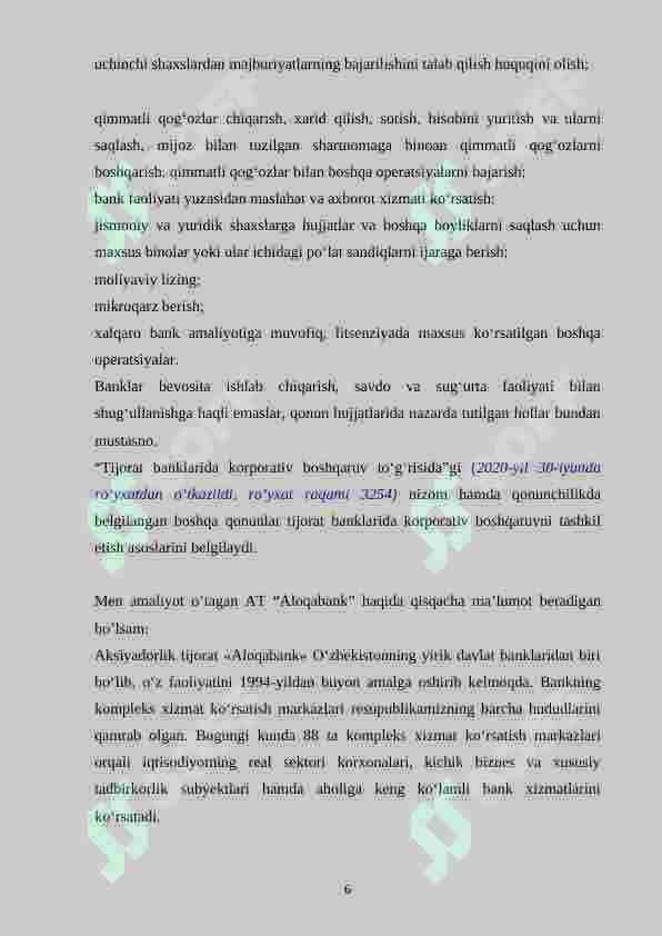 Amaliyot hisoboti Aloqabank. 6