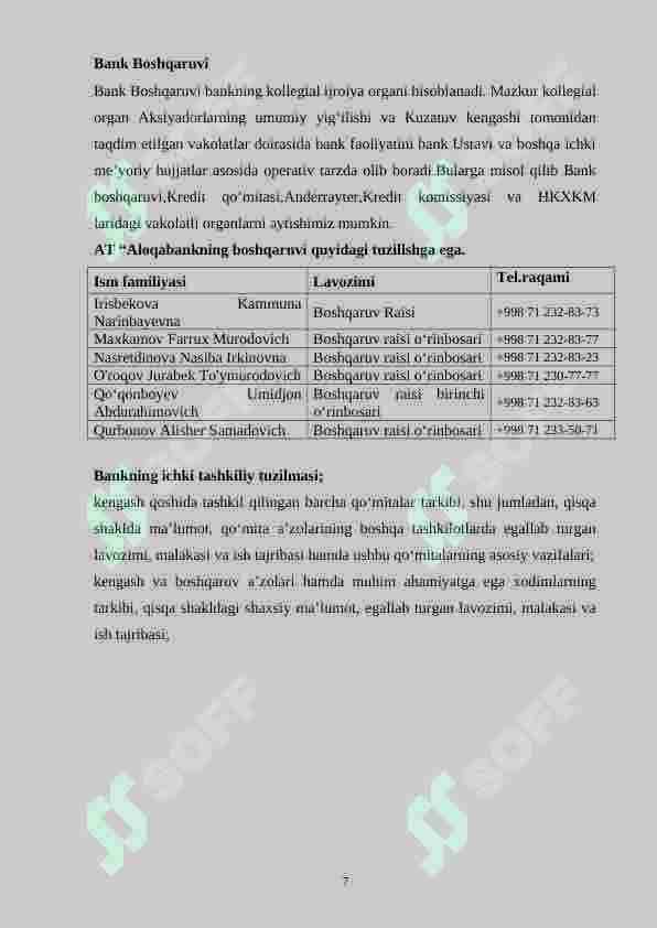 Amaliyot hisoboti Aloqabank. 7