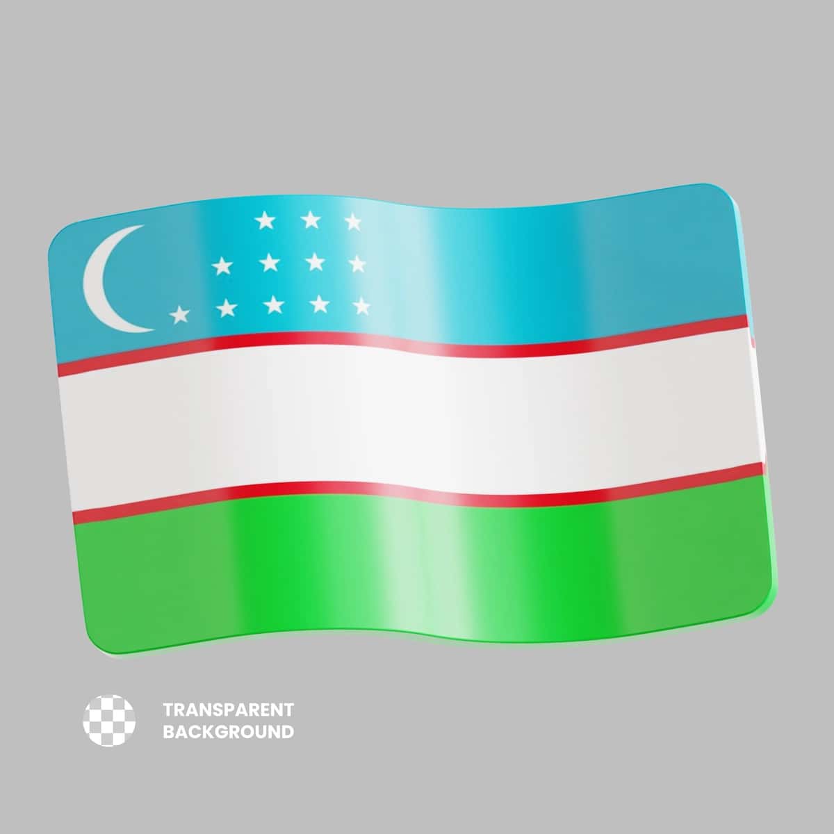 Oʻzbekiston davlat bayrogʻi 3D koʻrsatilgan | Uzbekistan national flag 3d rendered 1