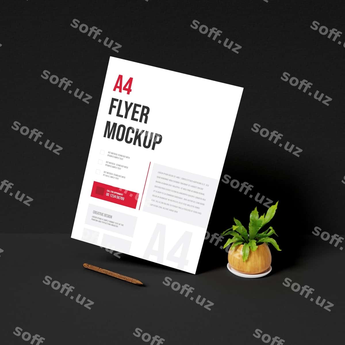 A4 flayer maket shablon psd 3D render | A4 flyer mockup template psd 3d render 1