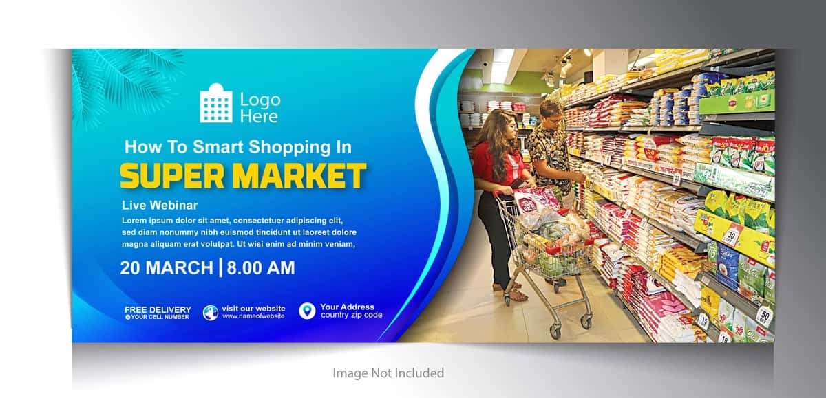 Supermarket reklama banner dizayni | Super market promotional banner design 1