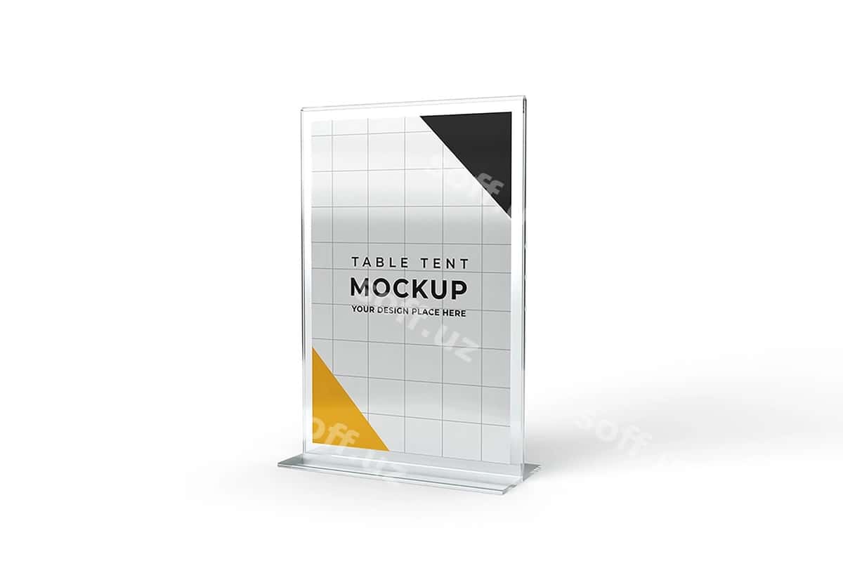 Akrilik stol tentsi mockup | Acrylic table tent mockup 1