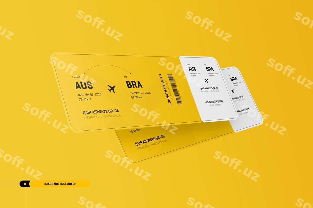Samolyot chipta namunasi | Airplane ticket mockup 1