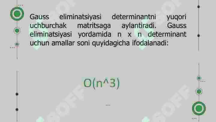 Determinantlarni  hisoblash uchun  bajariladigan amallar  sonini baholash 8