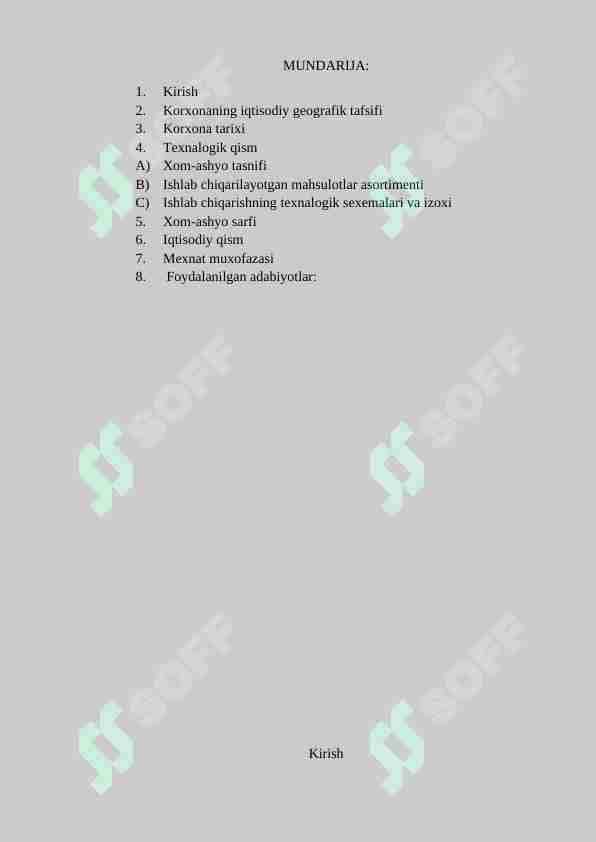 vinochilik texnalogiyasi, bijg'ish mahsulotlari va alkagolsiz ichimliklar texnologiyasi yonalishi talabalari uchun amaliyot hisoboti