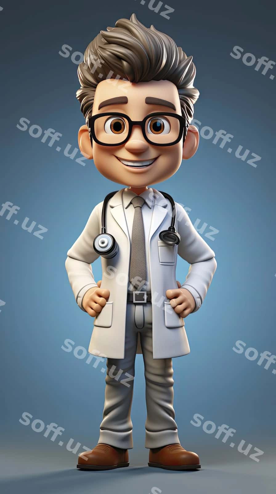 Harakatlanuvchi shifokor qahramonining lab kostyumi | Animated doctor character lab coat 1