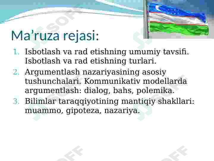 Argumentlash va bilimlar taraqqiyotining mantiqiy shakllari 2