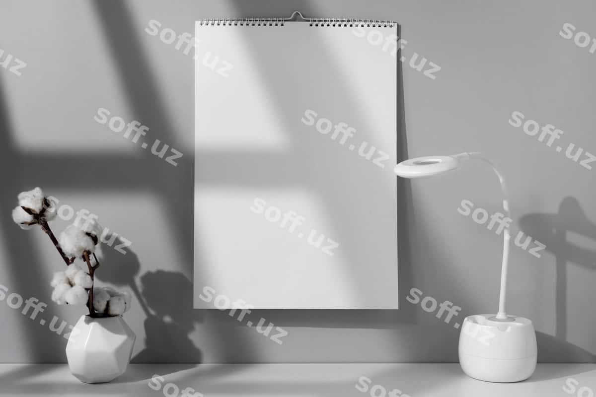 Joylashuv namuna devor kalendari bino ichida | Arrangement mock up wall calendar indoors 1