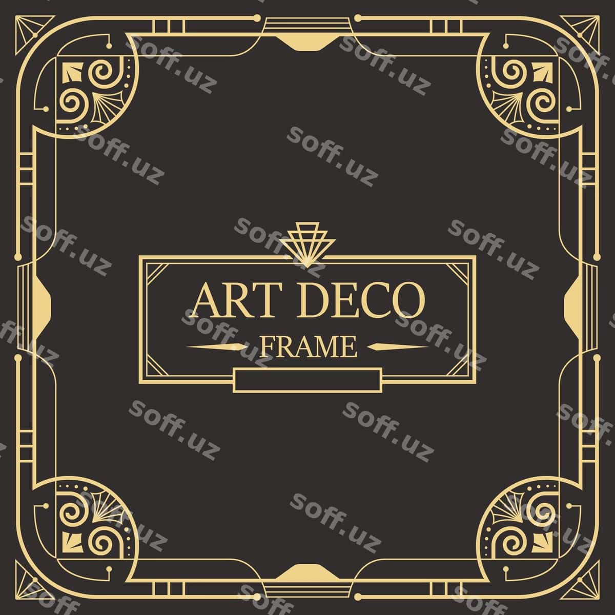 Art deco chegara ramkasi shabloni | Art deco border frame template 1