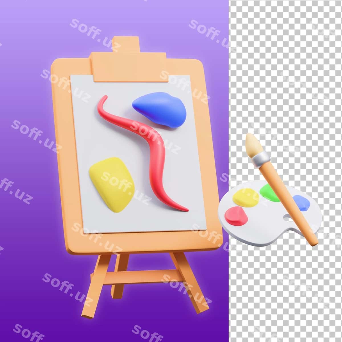 San'at fani maktab 3d illustratsiyasi | Art subject school 3d illustration 1