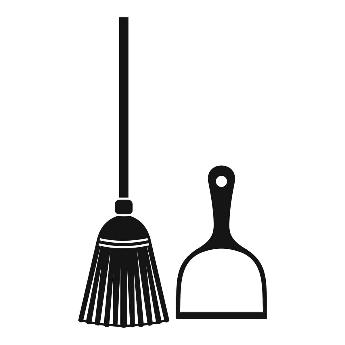 Supurgidagi chang piktogrammasi oddiy rasmli supurgi changlatgich vektor belgisi | Broom dustpan icon simple illustration broom dustpan vector icon 1