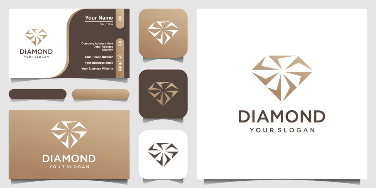 Ijodiy olmos logotipi dizayn shablonlari tashrif qog'ozi dizayni | Creative diamond logo design template business card design 1