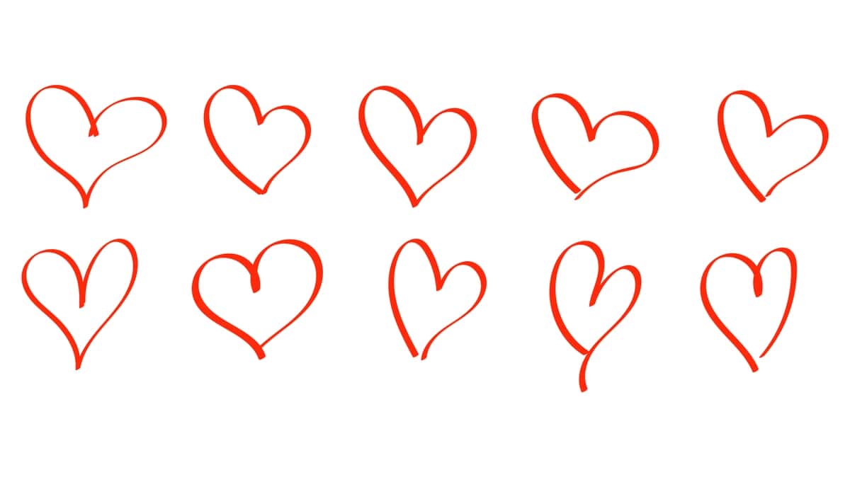 Doodle yuraklar eskizi turli xil qo'lda chizilgan yurak piktogramma to'plami | Doodle hearts sketch set various different hand drawn heart icon 1