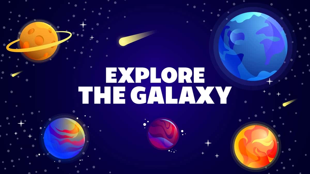Sayyora rasmlari bilan galaktika mavzulari fonini o'rganing | Explore galaxy themes background with planet illustration 1
