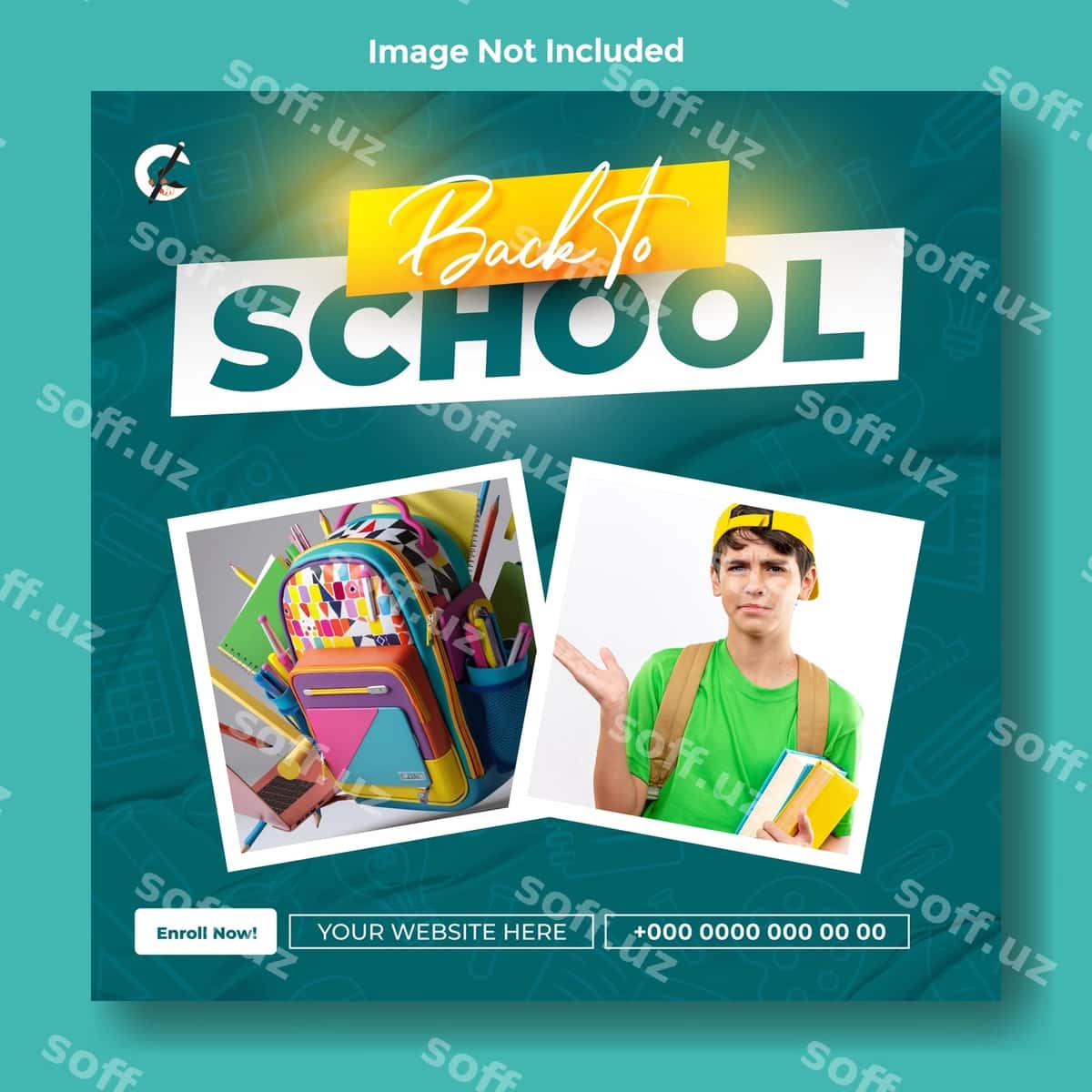 Maktab qaytish uchun ijtimoiy tarmoqlar posti dizayni | Back school social media post design 1