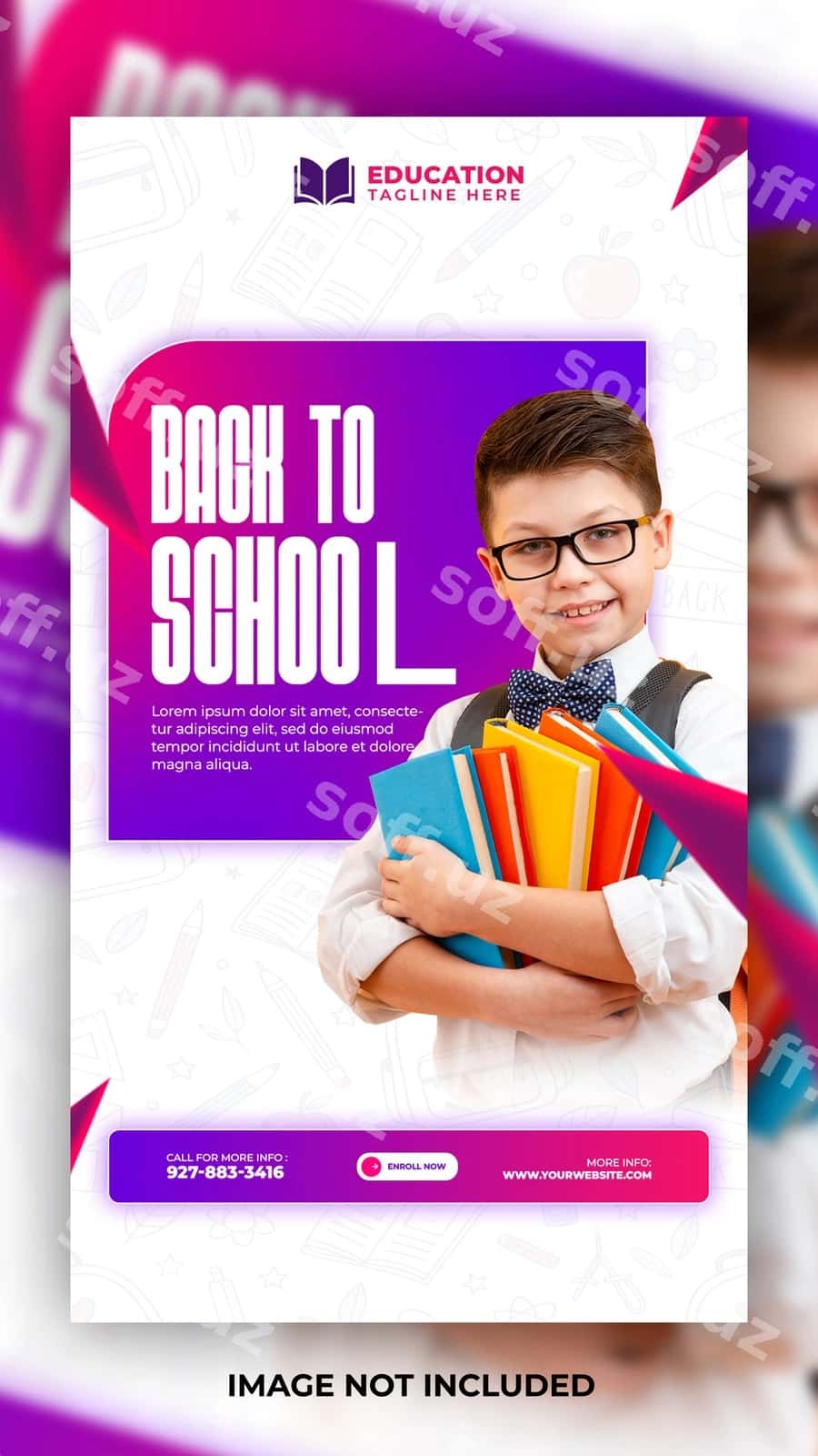 Maktabga qaytish hikoyasi shabloni dizayni | Back school story template design 1