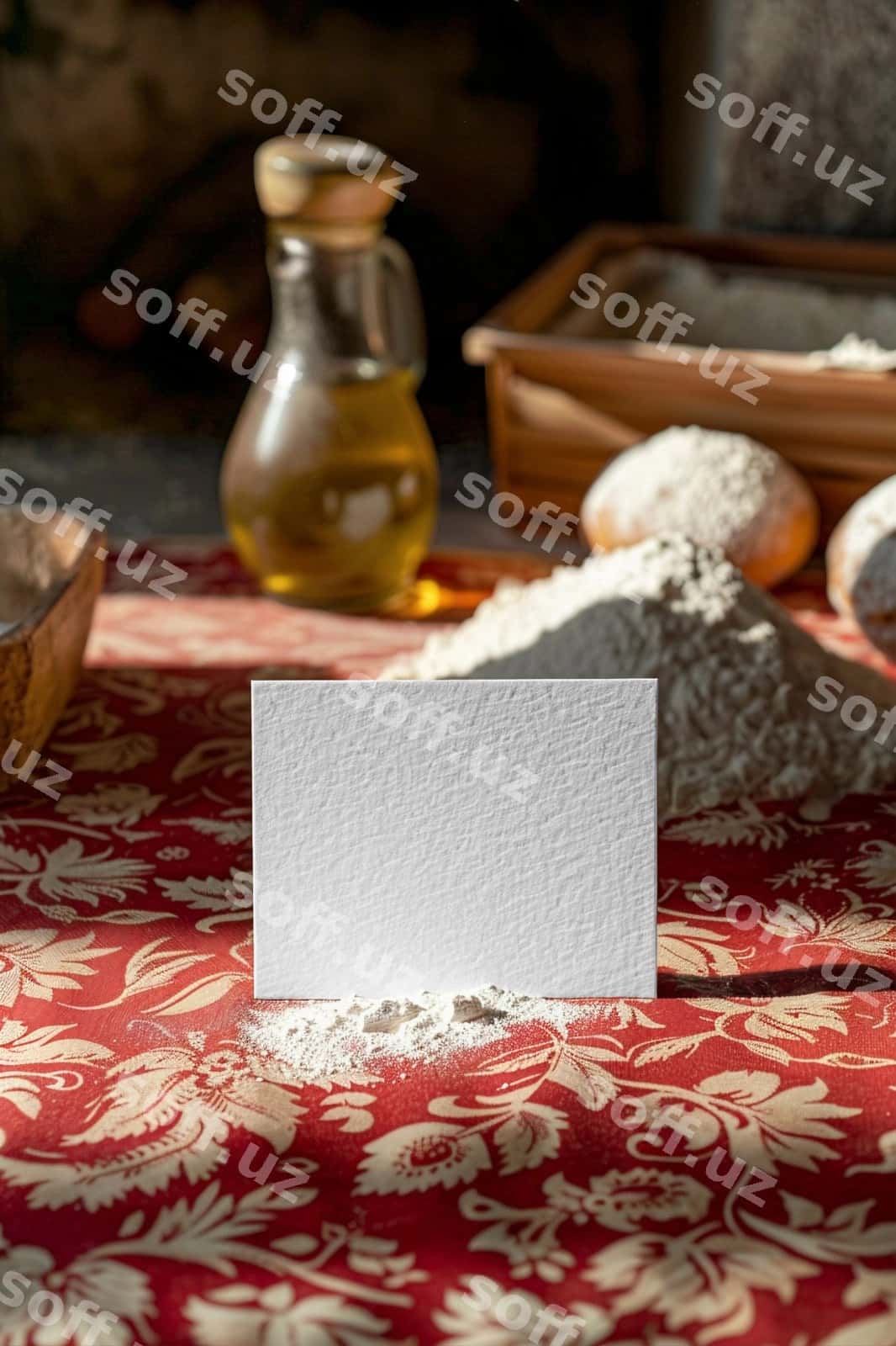 Pecat xonadonasi vizarka kartasi | Bakery business card mockup 1