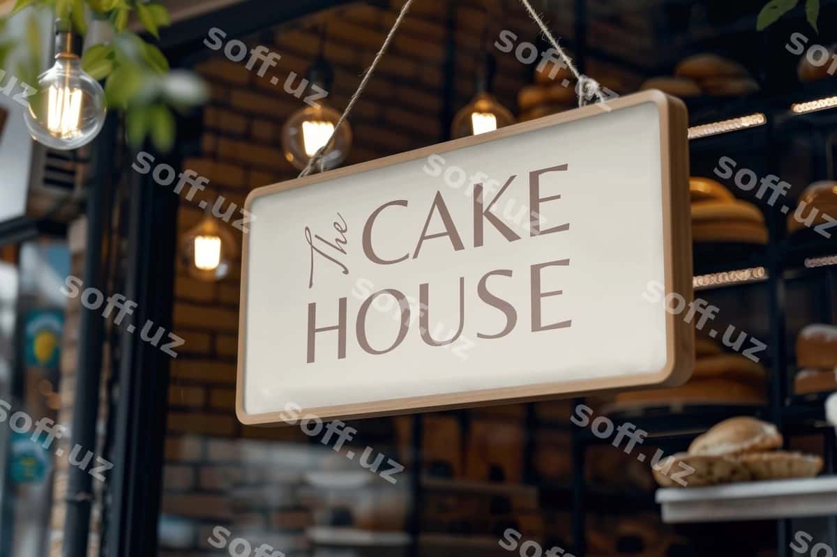 Non kiyim tabela namunasi psd | Bakery signboard mockup psd 1