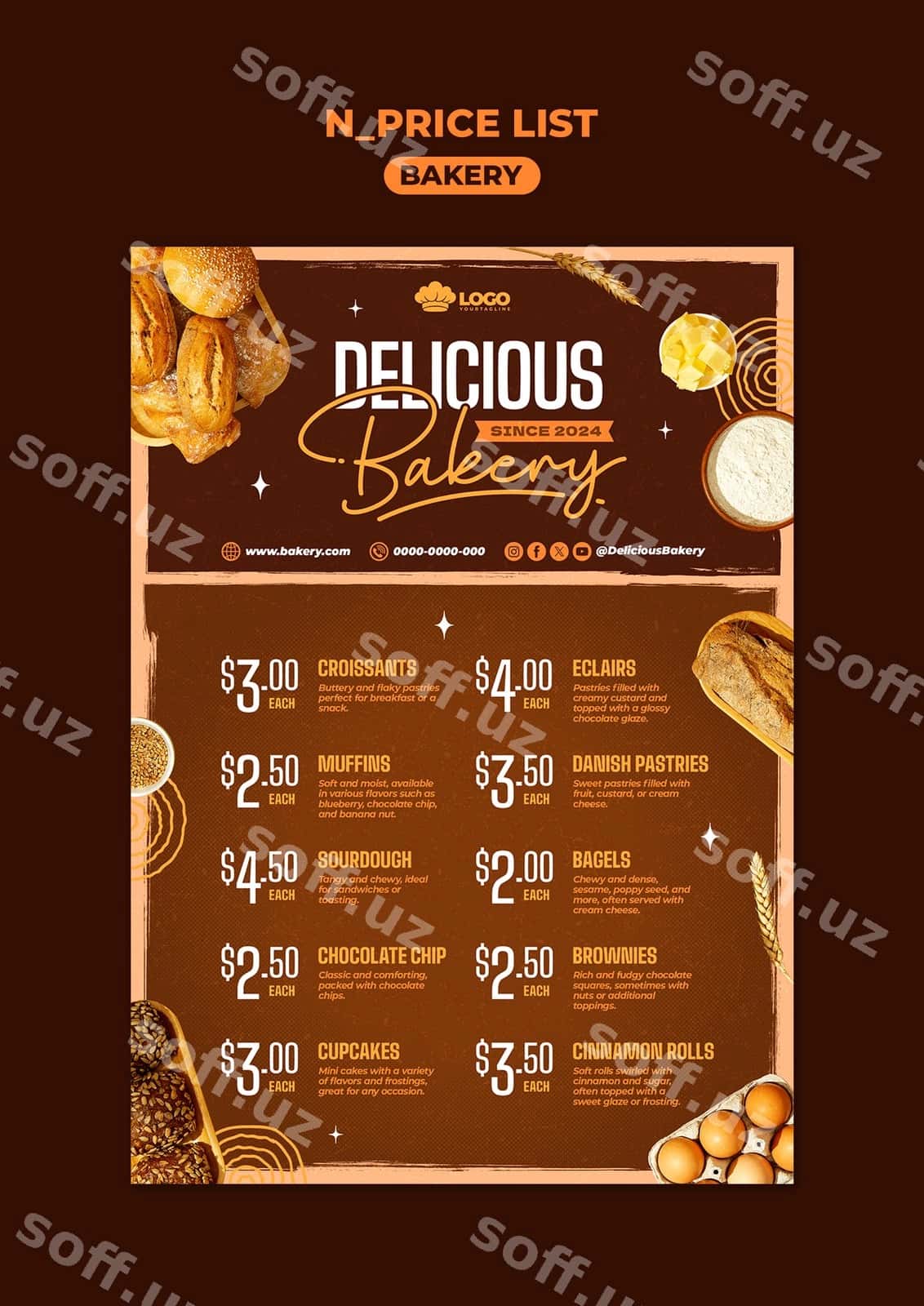 Pechenya shablon dizayni | Bakery template design 1