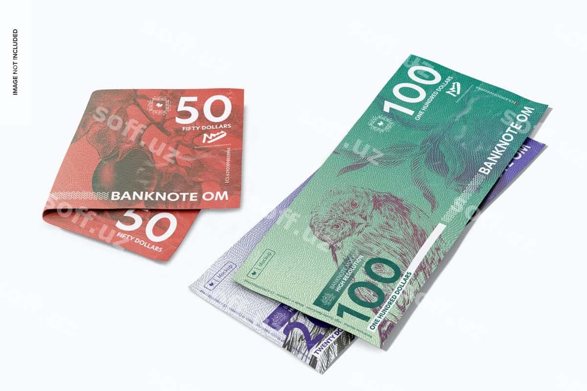 Banknotlar mockup perspektivasi | Banknotes mockup perspective 1