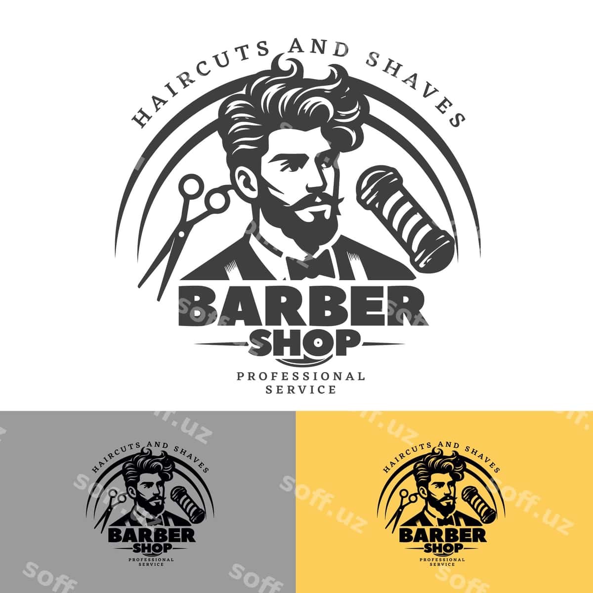 Barbier salon logotipi sochli erkak | Barber shop logo man with beard 1