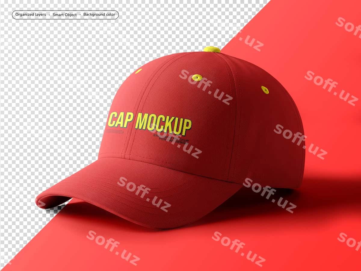 Beysbol kap namuna burchli ko'rinish | Baseball cap mockup angled view 1