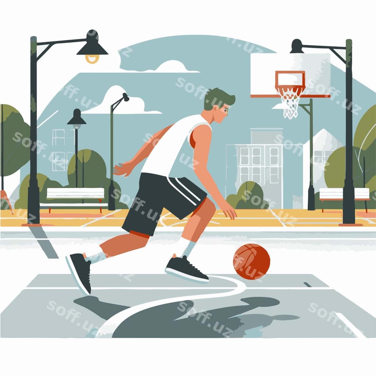 Basketbol o'yinchi shahar sud | Basketball player city court 1