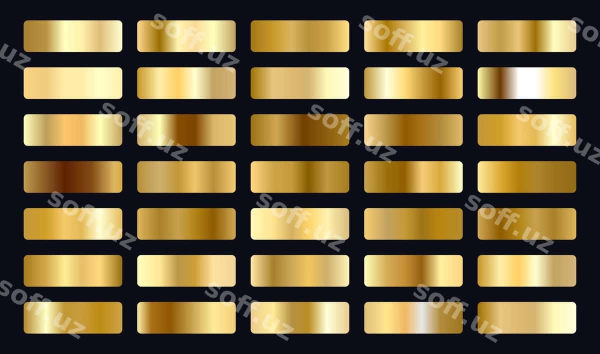 Katta metallik oltin gradientlar to'plami | Big set metallic gold gradients 1