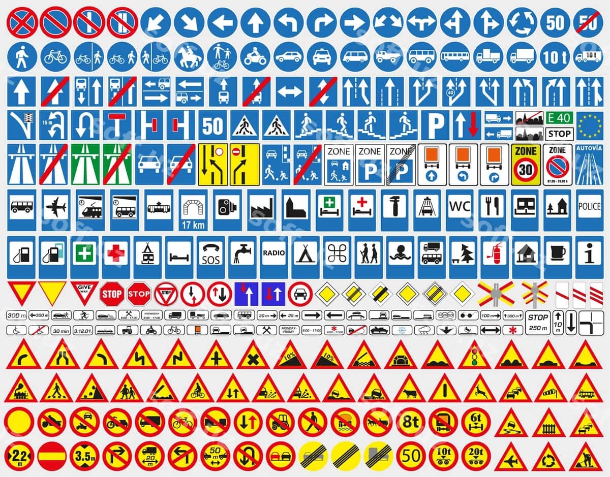 Katta to'plam yo'l belgilari yevropa yo'l belgilari | Big set road signs european road signs 1
