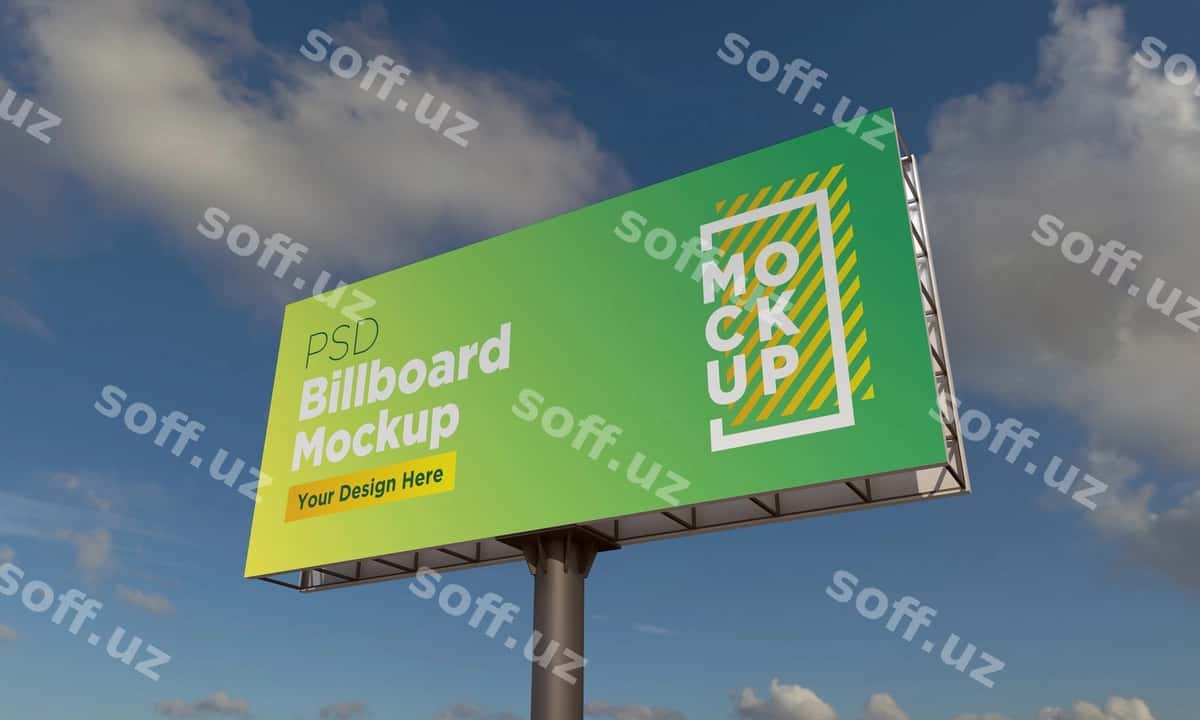 Billboard mockup shabloni tomon ko'rinishi | Billboard mockup template side view 1