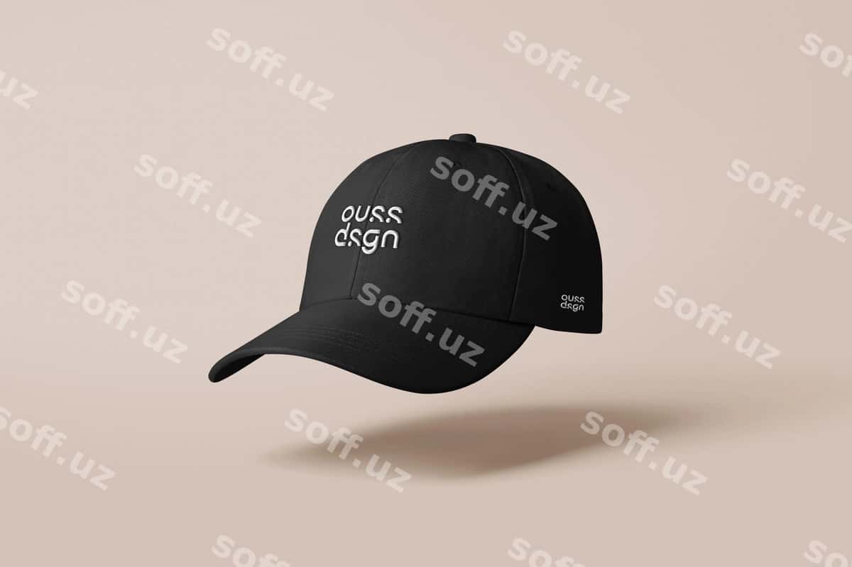 Qora logotipli beyzbol shapka | Black baseball cap with logo 1