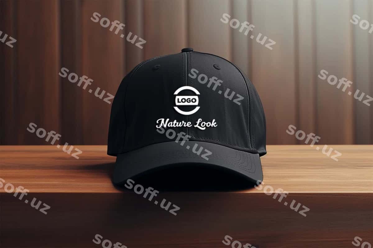 Qora kap logotipi mockup | Black cap logo mockup 1