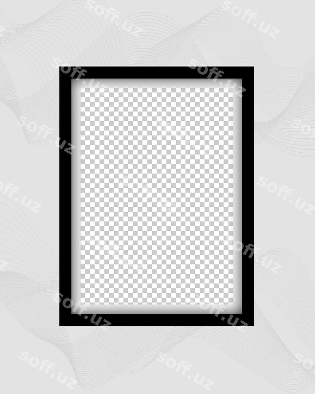 Qora freym foto mockup shaffof | Black frame photo mockup transparant 1