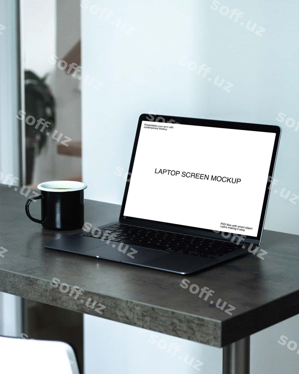Ekran maketi bilan qora noutbuk | Black laptop with screen mockup 1