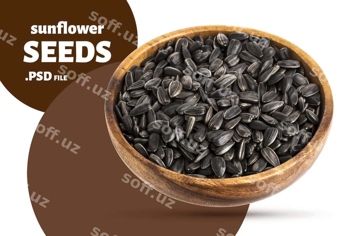 Qora qizartirgich urug'lari yog'ochli qovur | Black sunflower seeds wooden bowl 1