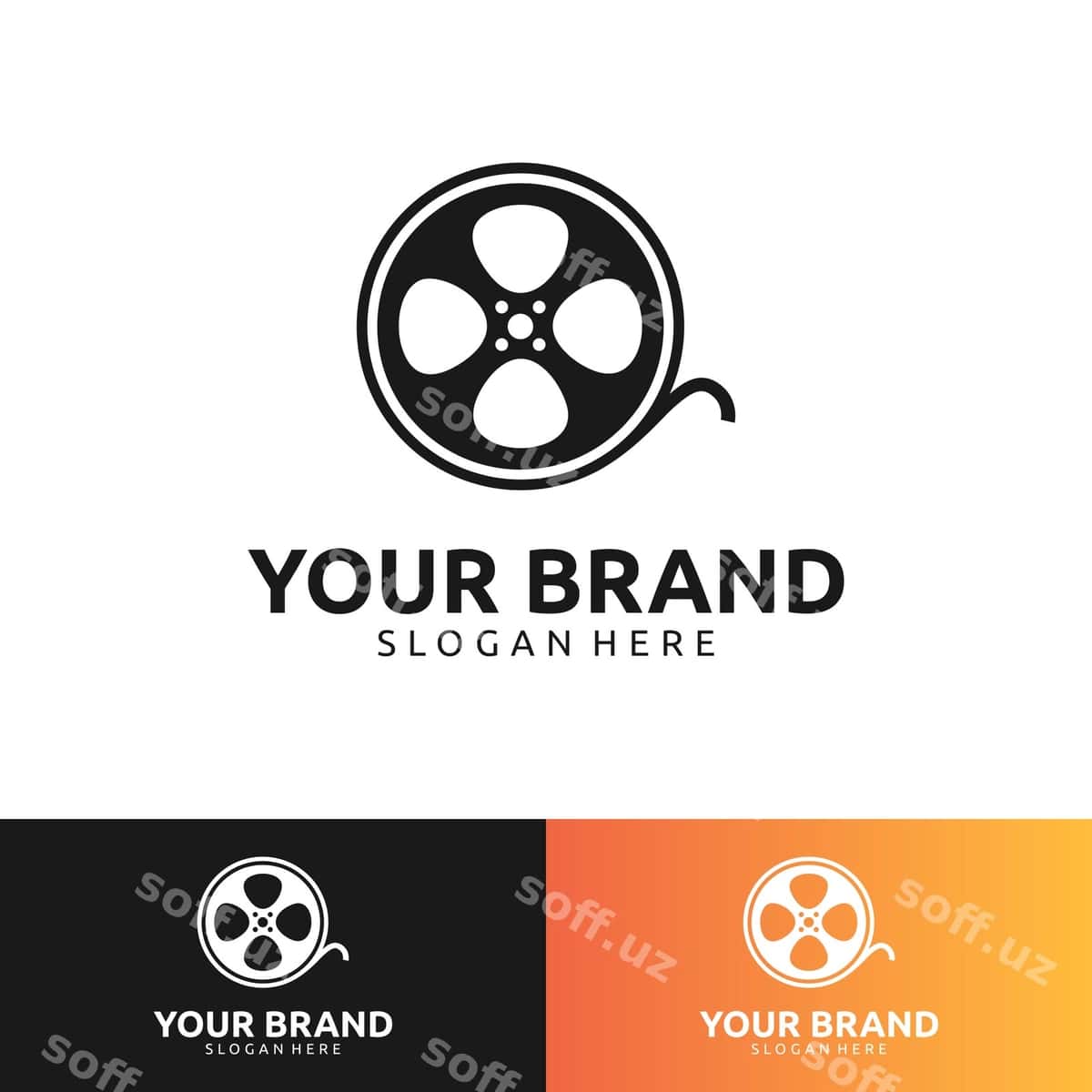 Qora oq kinoteatr film logotip dizayni | Black white cinema film logo design 1