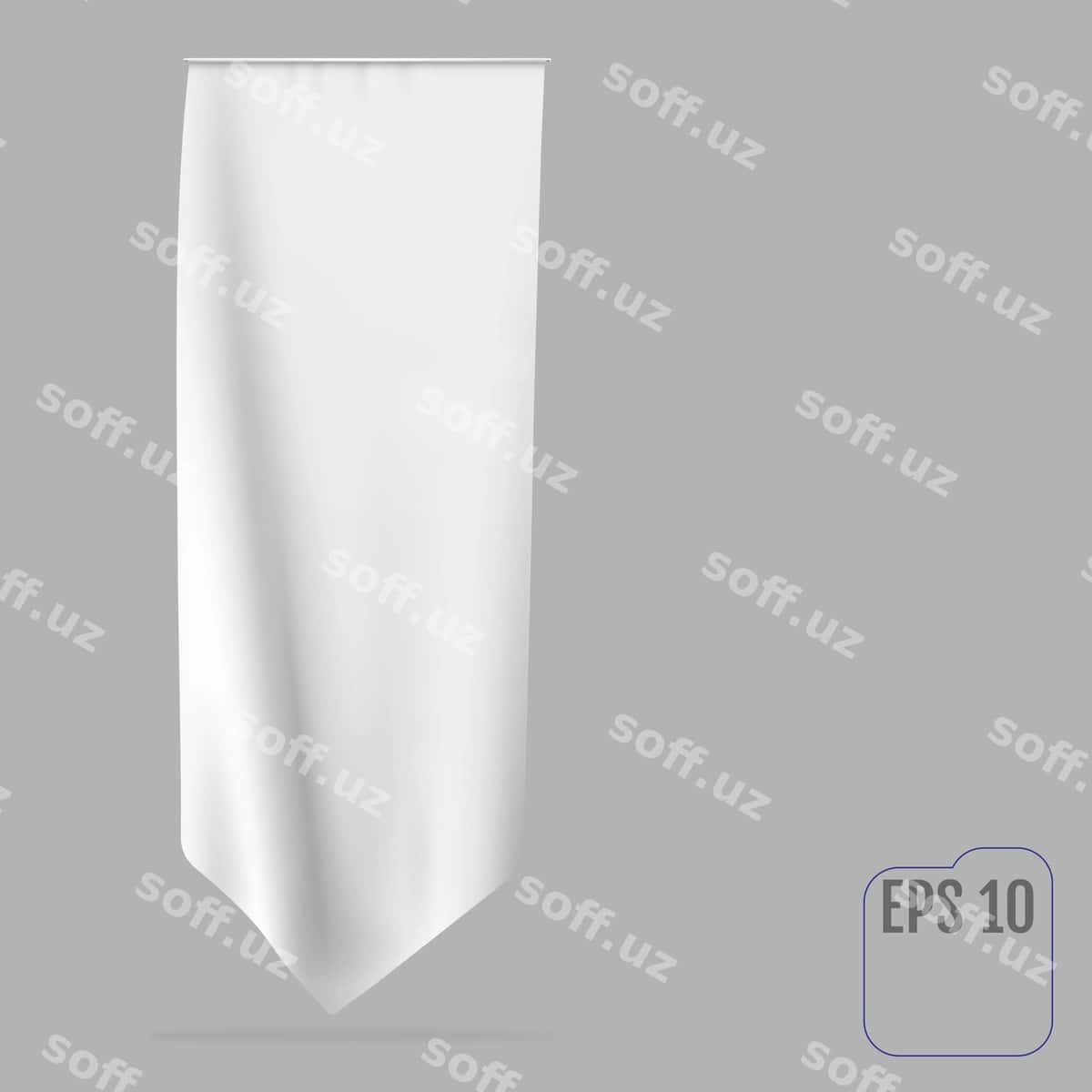 Bo'sh oq uzun uchburchak bayroq | Blank white long pennant flag 1