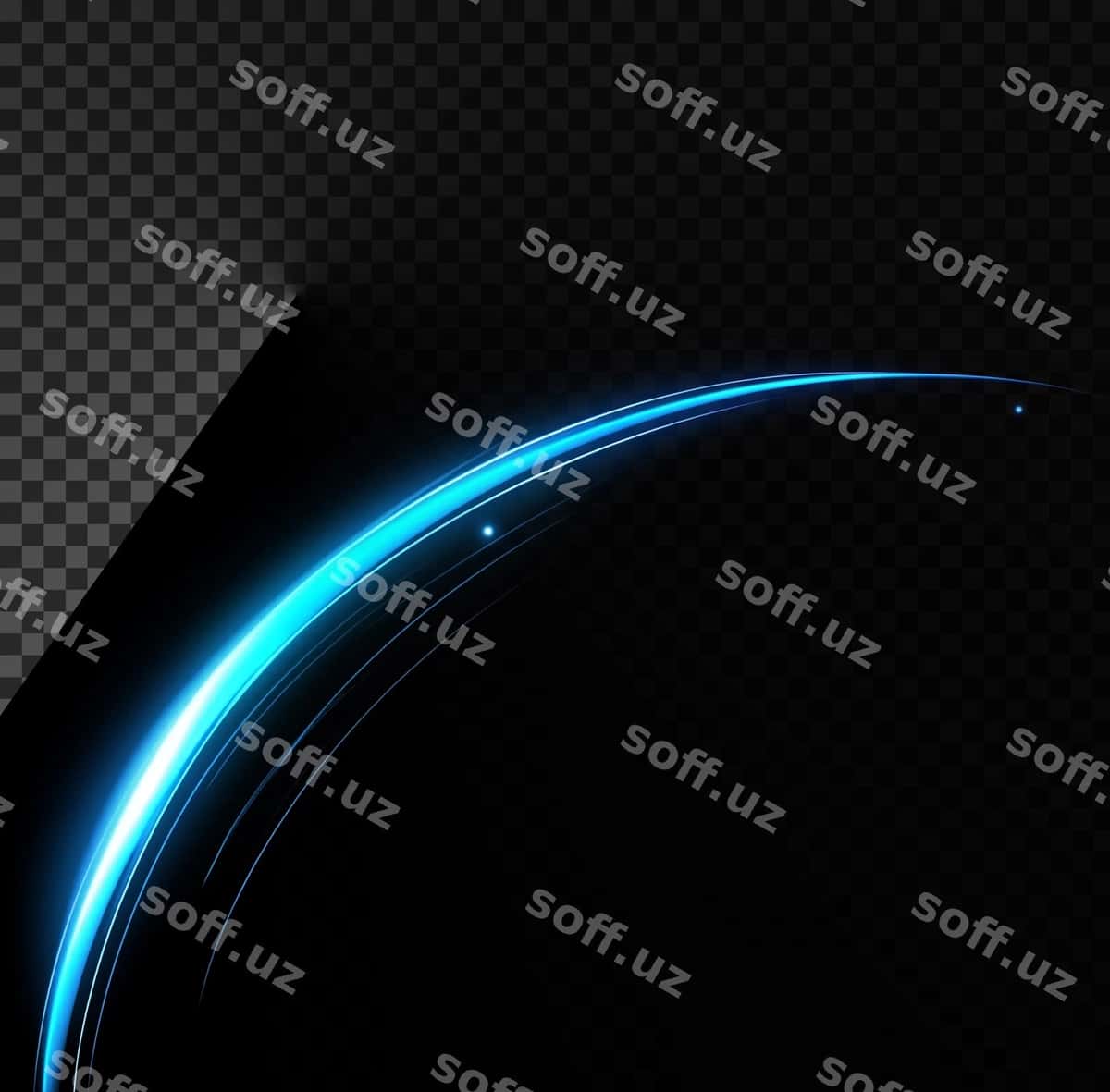 Moviy porlayotgan to'lqinlar shaffof fon | Blue glowing waves transparent background 1